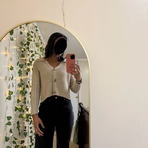 Women's Cream Button-Up Blouse